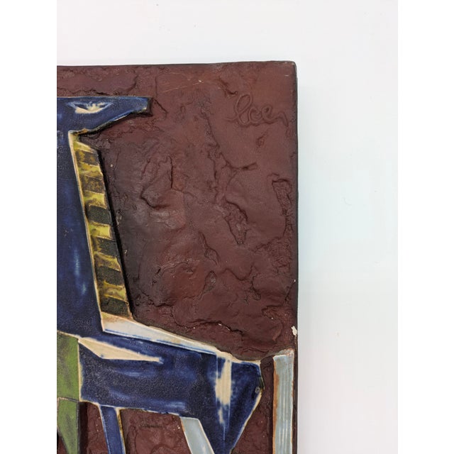 Mid-Century Modern 1960s Helmut Schäffenacker Wall Plaque- 3 Horses on Red For Sale - Image 3 of 6