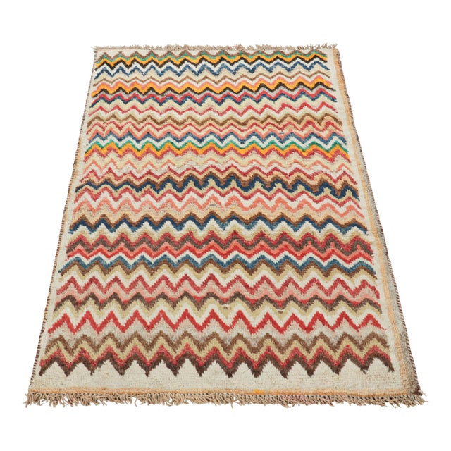 1950s Vintage Gabbeh Persian Rug With Polychromatic Geometric Patterns - Rug & Kilim For Sale - Image 5 of 7