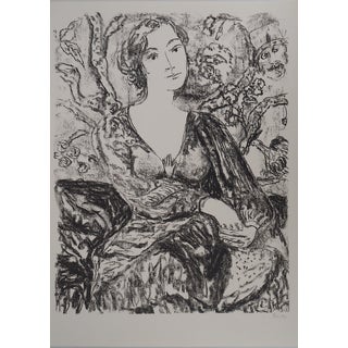 Leopoldo Presas, Pensive Young Woman, Lithograph For Sale