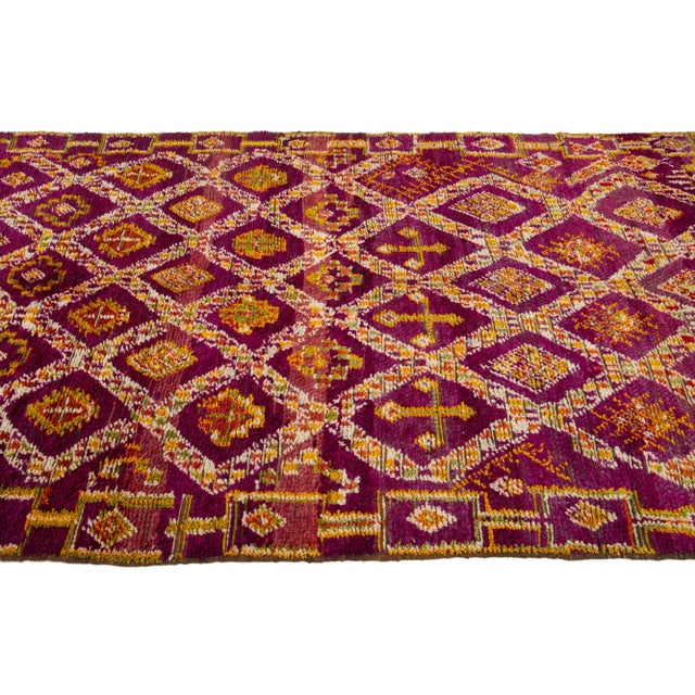Tribal Mid-20th Century Vintage Tribal Moroccan Wool Rug in Purple For Sale - Image 3 of 9