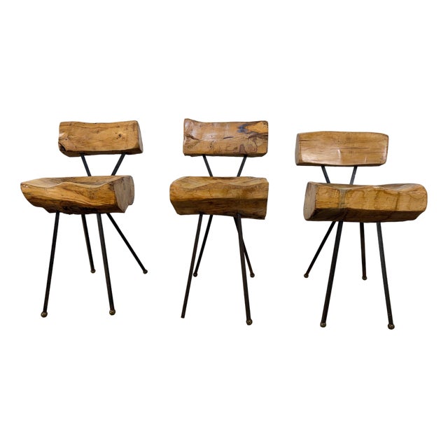 Mid 20th Century Set of Three Sculptural Brutalist Organic Mexican Modern Dining / Accent Chairs For Sale