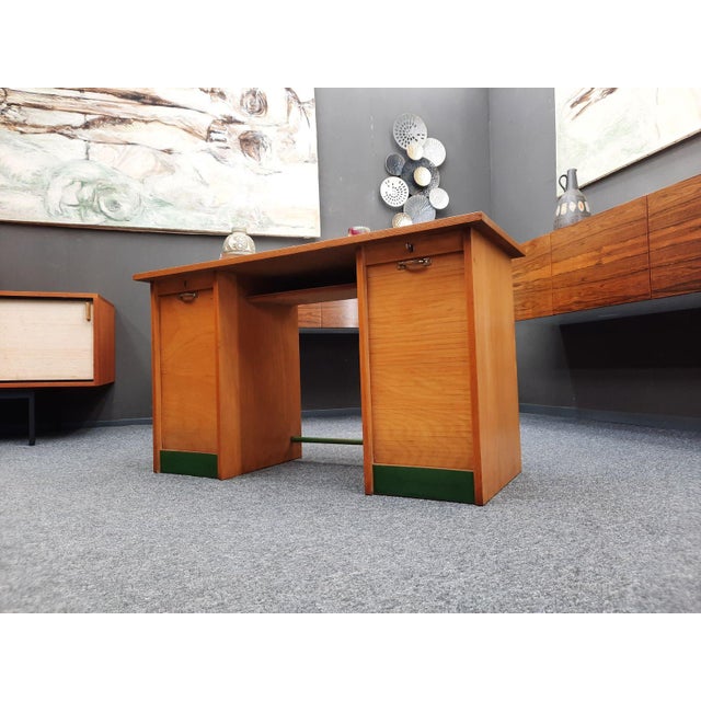 Mid-Century Modern Vintage Childrens Desk with Roll-Up Doors, 1950s For Sale - Image 3 of 13
