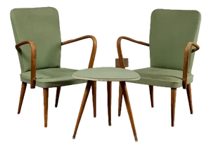 Armchairs with Side Table, Set of 3