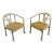 1970s Century True White Lacquer Brass Asian Modern Horseshoe Chairs-Set 2 For Sale