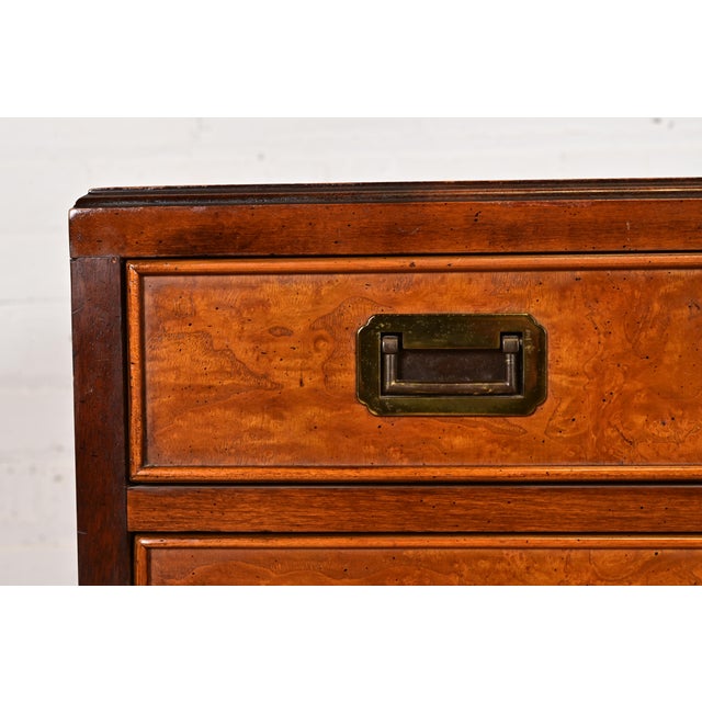 Brown Century Furniture Mid-Century Hollywood Regency Campaign Burl Wood Triple Dresser or Credenza, Circa 1970s For Sale - Image 8 of 13