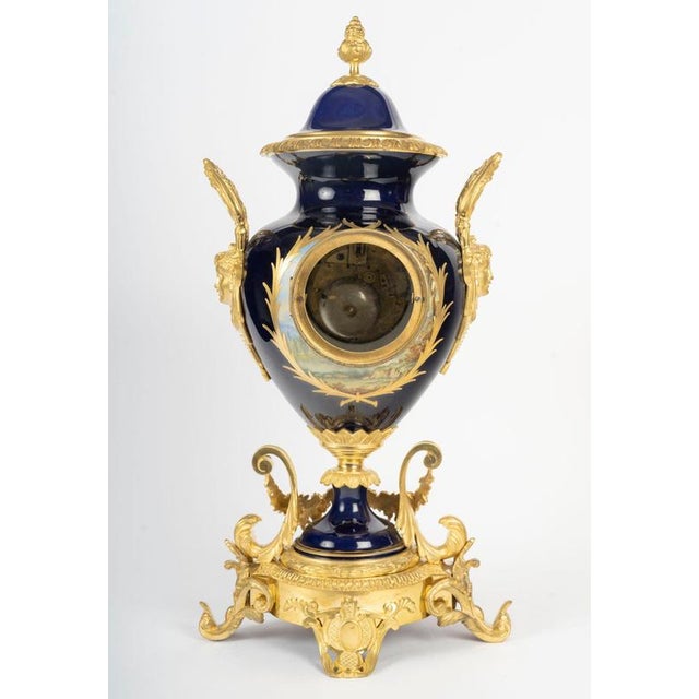 Sèvres Porcelain Mantel Set in Gilded Bronze, 1800s, Set of 3 For Sale - Image 13 of 16