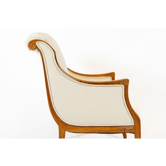 Antique French Art Deco Two-Seat Loveseat Sofa Cream Upholstery 1940s For Sale - Image 11 of 12