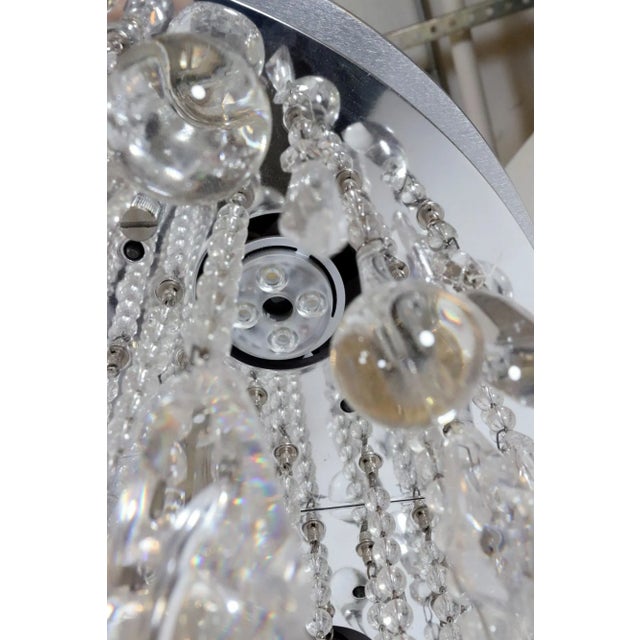 Mid 20th Century Mid 20th Century Waldorf Astoria Round Crystal Satin Nickel Chandelier For Sale - Image 5 of 11