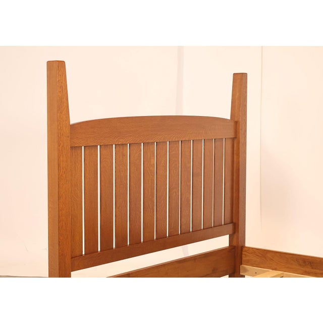 Custom Crafted Mission Style Oak Queen Bed Frame For Sale In Philadelphia - Image 6 of 18