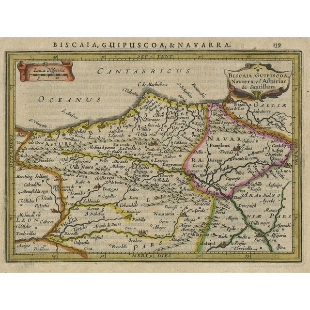 Map of Northeastern Spain with the Areas of Pamplona and Valladolid, 1634 For Sale - Image 3 of 5