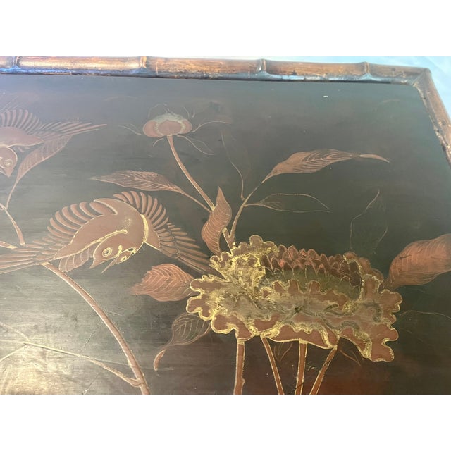 Antique Scorched Bamboo Folding Trays Tea Table For Sale - Image 14 of 18