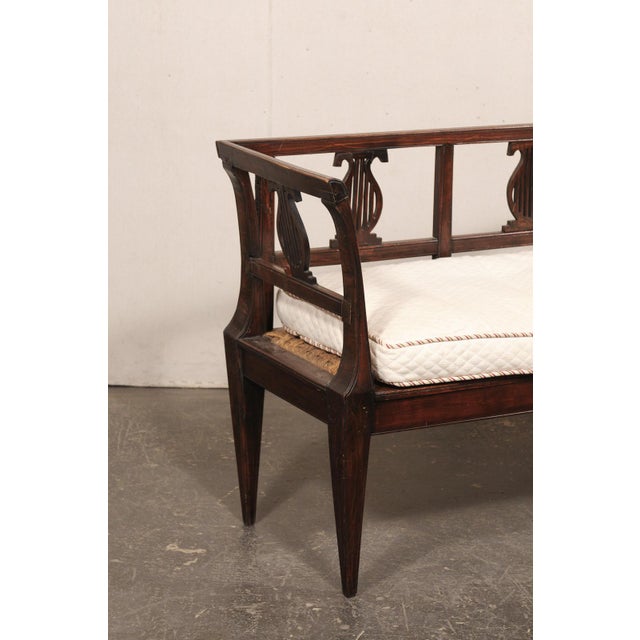 Italian 19th C. Lyre Splat Back Sofa Bench For Sale - Image 4 of 12