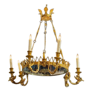 Fine 19th C. Baltic Gilt Bronze Neoclassical Chandeliers
