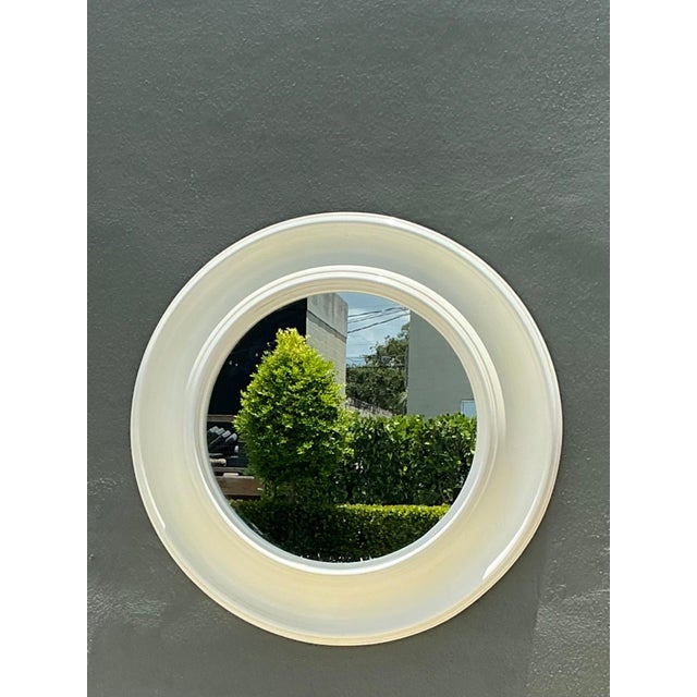 Vintage Round White Wall Mirror For Sale - Image 4 of 15