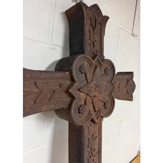 Huge Antique Industrial Outdoor Cast Iron Religious Catholic Crucifix Cross For Sale - Image 11 of 15