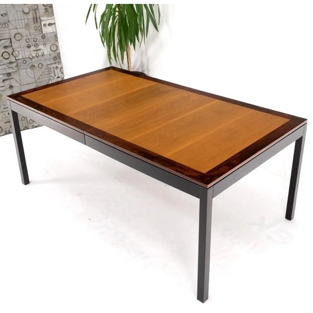 Banded Rosewood & Walnut Rectangle Dining Table w/ Two 20" Extension Boards For Sale - Image 11 of 13