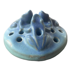 Art Nouveau Van Briggle Blue Three Frogs on Top of a Flower Frog - Rare