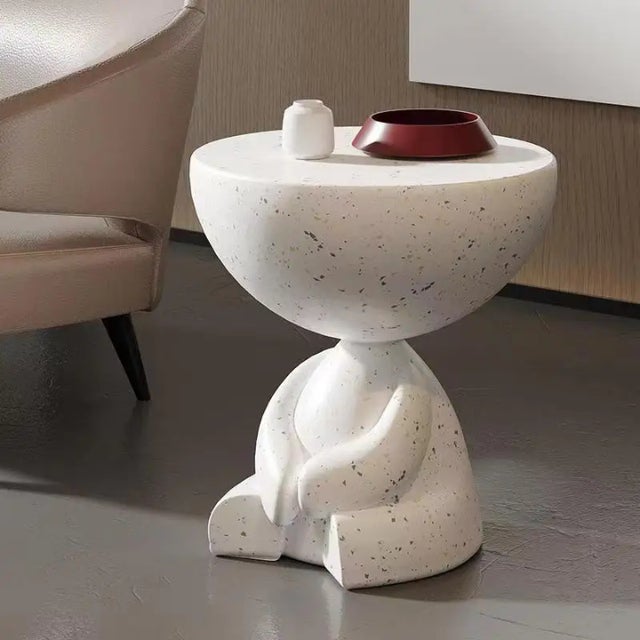 2020s Ins Style Cream Plastic Corner Table For Sale - Image 5 of 6