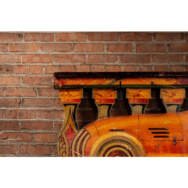 Wood Vintage Double-Sided Art Deco Painted Carnival Ride Handrail Panel For Sale - Image 7 of 11