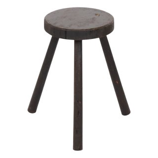 Vintage Rustic Three-Legged Stool in Stained Wood For Sale