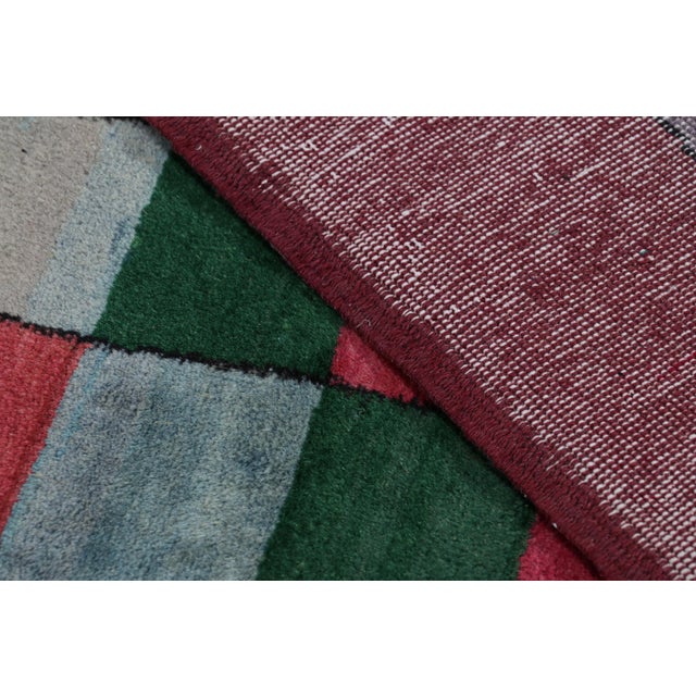 Red Vintage Zeki Müren Rug With Polychromatic Geometric Pattern From Rug & Kilim For Sale - Image 8 of 8