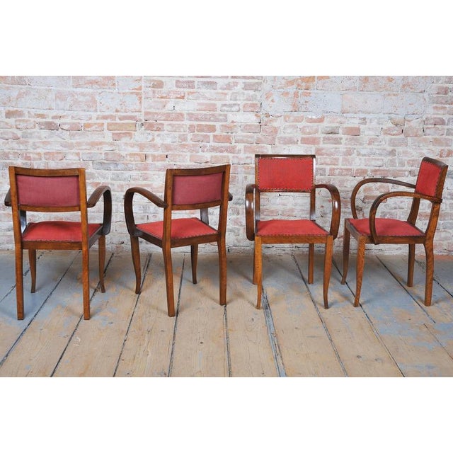 1930s Art Deco Chairs in Beech by Jules Leleu, France, 1930s, Set of 4 For Sale - Image 5 of 14