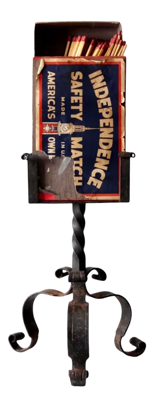 Antique Oversize Match Box and Iron Stand