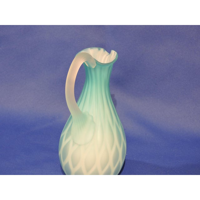 Circa 1880 Mt. Washington Glass House Venetian Style Hand Blown Cased Satin Blue Glass Cruet For Sale - Image 4 of 10