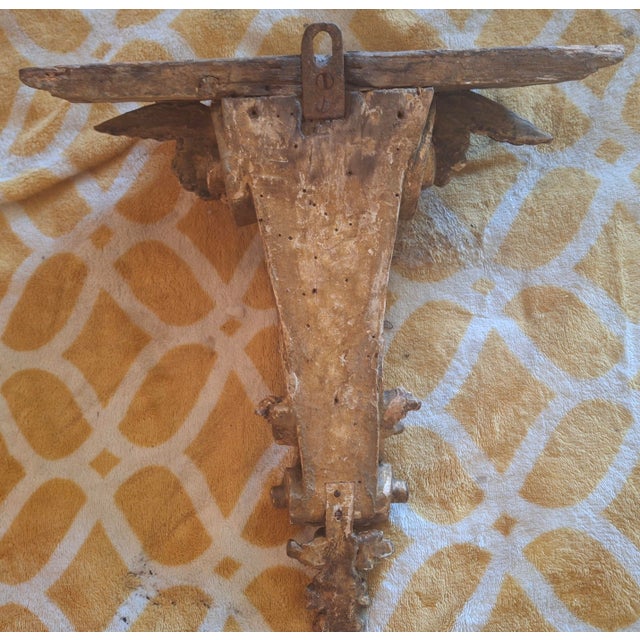 Brown 19thc Large French Louis XVI Carved and Gilt Cherub Wall Shelf/ Bracket For Sale - Image 8 of 12