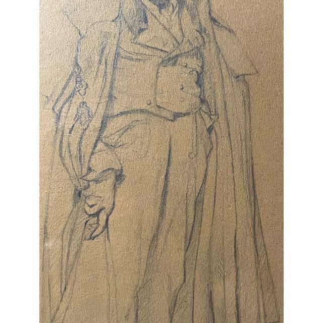 19th Century Antique 19th Century Original Dorothy Hammond Mason Man Realism Drawing Sketch For Sale - Image 5 of 13