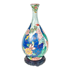 Large Vintage Tobacco Leaf Vase With Stand