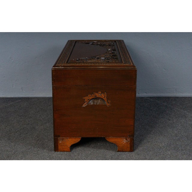 Metal Vintage Asian Chest with Carved Feet For Sale - Image 7 of 18