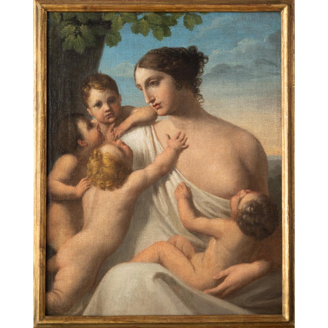 Semi Nude Allegory of Charity, 18th Century, Oil on Canvas For Sale - Image 4 of 4
