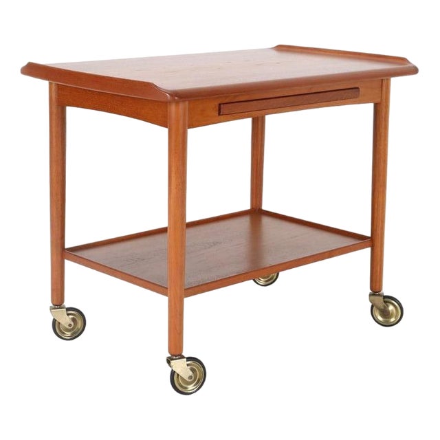 Danish Teak Serving Trolley with Tray by Mogens Hansen, 1960s For Sale