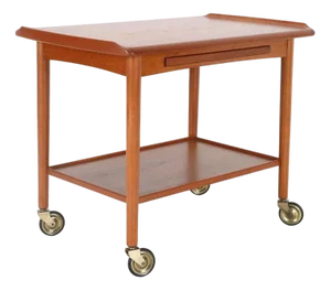 Danish Teak Serving Trolley with Tray by Mogens Hansen, 1960s
