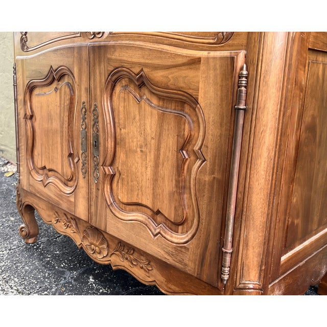Brown Spanish Fall-Front Secretary Desk in Carved Oak, Spain, Circa 1950 For Sale - Image 8 of 11