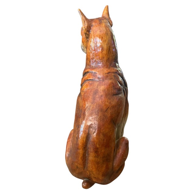 Large Mid-Century Hand Painted Cast Composite Boxer Dog Sculpture For Sale In Los Angeles - Image 6 of 10