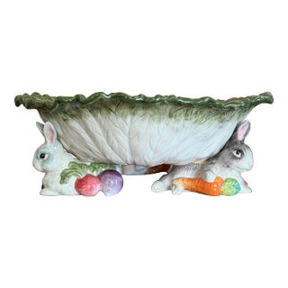 1990s Fitz and Floyd Cabbage and Rabbit Bowl For Sale