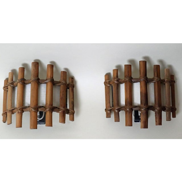 Antique Bamboo Wall Sconces in the style of Louis Sognot, 1960s, Set of 2 For Sale - Image 13 of 16