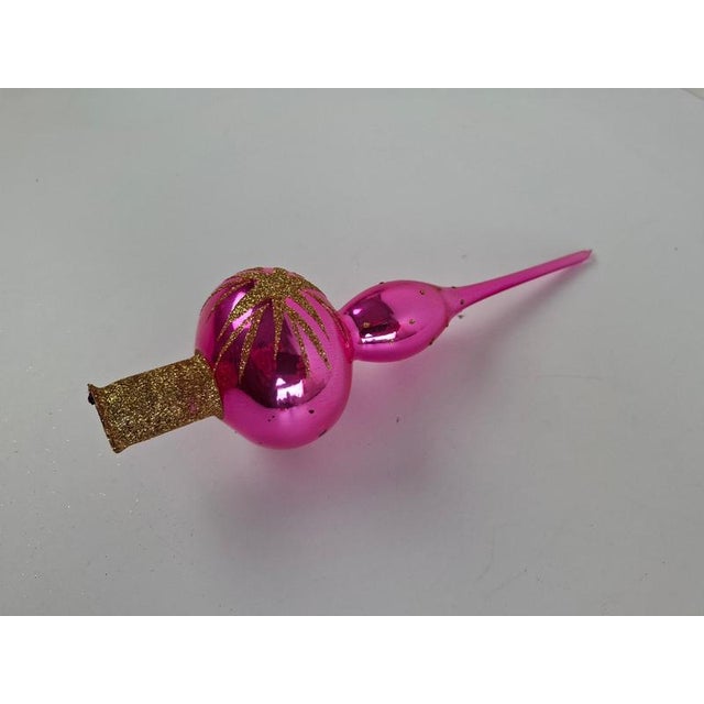 1970s Vintage Pink Glass Christmas Tree Topper, Czechoslovakia, 1970s For Sale - Image 5 of 12