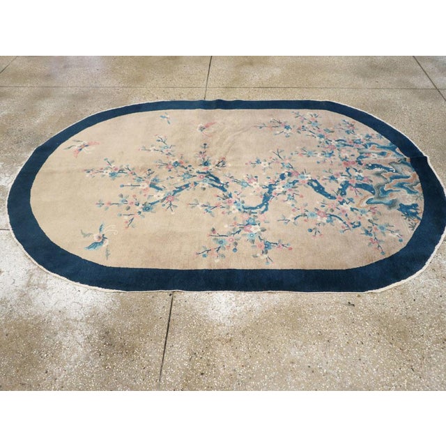 Galerie Shabab Collection Mid-20th Century Chinese Art Deco Oval Accent Rug For Sale - Image 4 of 8