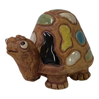 Handmade MultiColor Small Ceramic Turtle Figure Display Art For Sale