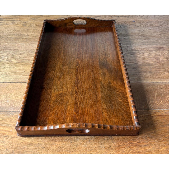 Early 20th Century Edwardian English Wood Serving Tray For Sale - Image 5 of 6