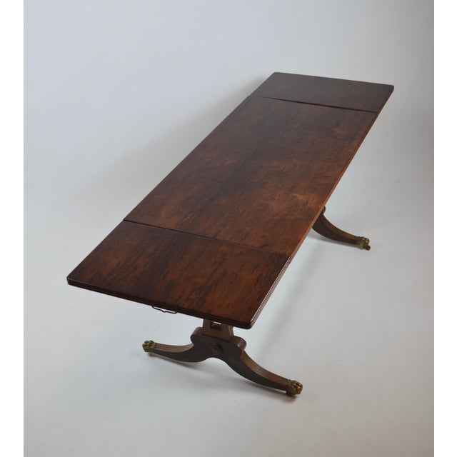Regency Revival British Coffee Table with Brass Paw Feet, 1920s For Sale - Image 6 of 13