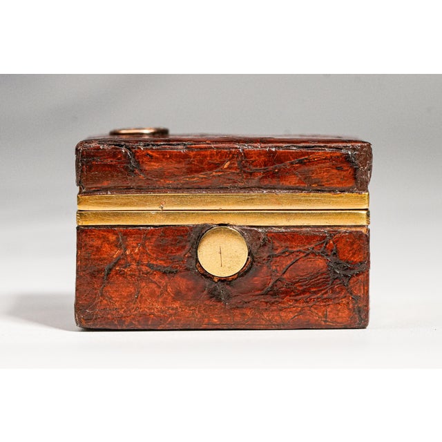 Exceptional Quality Antique Leather Edwardian English Desk Stamp Box For Sale In New York - Image 6 of 13