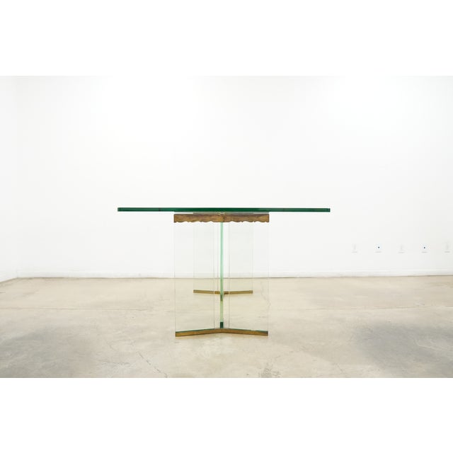 Metal 1970s Attributed to Leon Rosen Glass Dining Table For Sale - Image 7 of 18