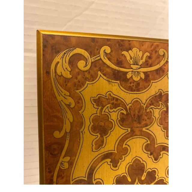 Wood Mid 20th Century Classic Burl Walnut With Inlaid Brass Swiss Music Box For Sale - Image 7 of 11