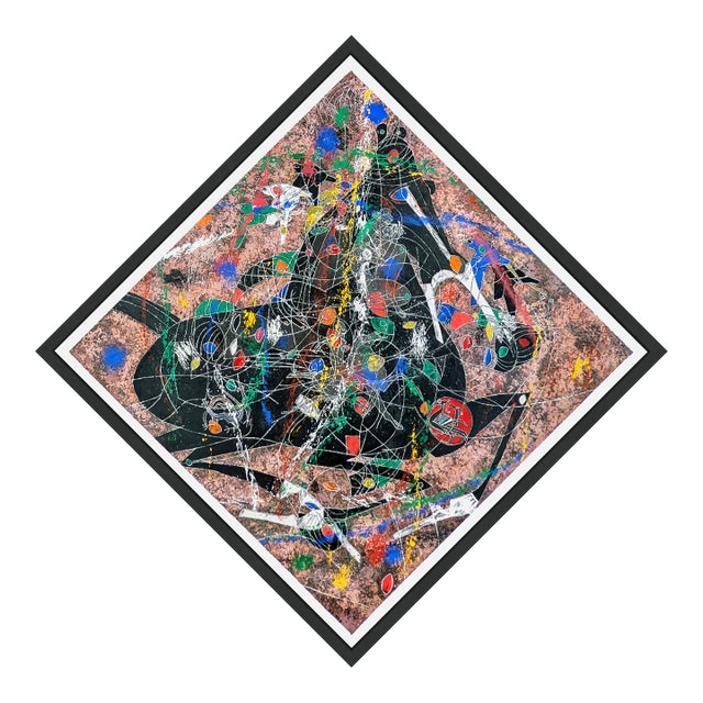 Jiang Tiefeng, Black Horse (Custom Framed Hand Signed Serigraph), 1988 For Sale