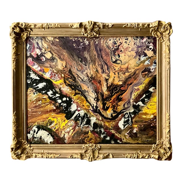 Dick Marconi 2008 Color Fusion Abstract Mixed-Media Painting in Ornate Gilt Frame For Sale