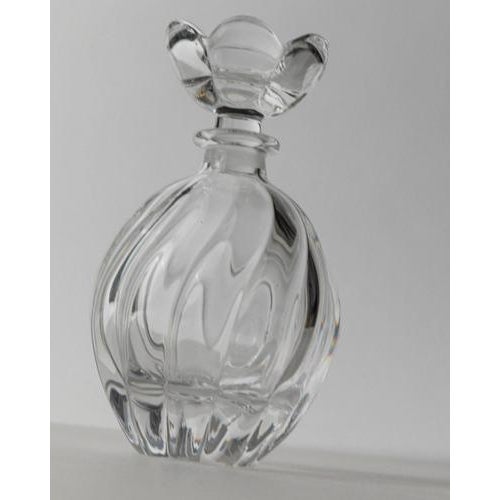 Vintage Curved Hand-Blown Murano Glass Perfume Bottle with Floral Stopper, 1950s For Sale - Image 6 of 11